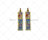 Colorful Enamel Fox On Long Bar Shape Pendant,18K Gold Filled CZ Micro Pave Charm, Necklace Bracelet Charm Pendant, Sku#Y591