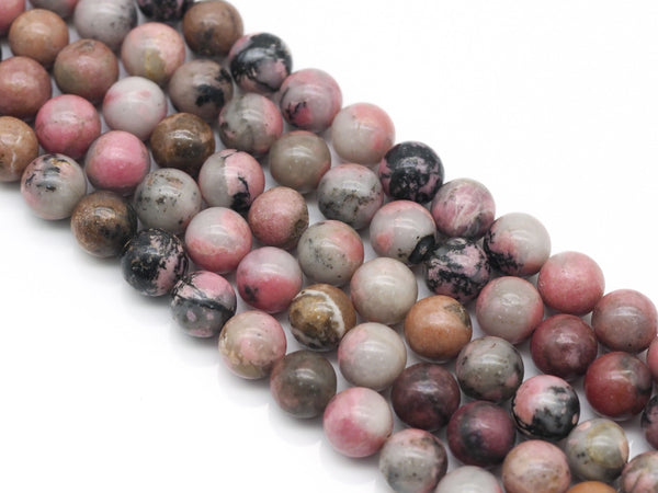 Natural Chinese Rhodochrosite Round Smooth Beads, 8mm/10mm, Sku#U1392