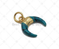 Blue/White OX Horn Pendant, Horn Charm, Sku#Y597