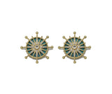 Gold CZ North Star On Turquoise Stone Charm, Sku#L704