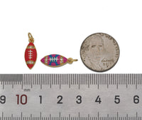 CZ Micro Pave Colorful Enamel Football Shape Pendant,18K Gold Filled Football Charm, Necklace Bracelet Charm Pendant, Sku#Y599