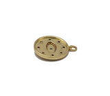 Gold Colorful CZ Evil Eye On Round Coin Charm, Sku#LX98