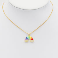 Colorful Enamel CZ Gold Rainbow Charm, Sku#LX234