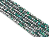 Half Silver Plated Green Banded Agate Rondelle Faceted Beads, Sku#UA249