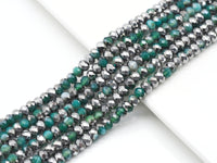 Half Silver Plated Green Banded Agate Rondelle Faceted Beads, Sku#UA249
