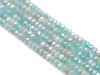 Mystic Natural Aqua Blue Banded Agate Rondelle Faceted Beads, Sku#UA251