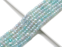 Mystic Natural Aqua Blue Banded Agate Rondelle Faceted Beads, Sku#UA251