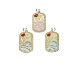 Enamel Sun Rising over the Sea Ocean Waves Tag Charm, Sku#JL146