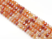 Mystic Natural Orange Red Banded Agate Rondelle Faceted Beads, Sku#UA253