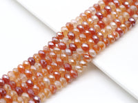 Mystic Natural Orange Red Banded Agate Rondelle Faceted Beads, Sku#UA253