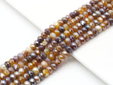 Mystic Natural Brown Banded Agate Rondelle Faceted Beads, Sku#UA254