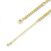 Gold Cuban Link Chain with Clear Heart Necklace,sku#LX228