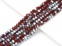 Half Silver Plated Natural Red Agate Rondelle Faceted Beads, SKu#UA256