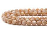 Genuine Peach Moonstone Round Faceted Beads, Sku#U1398