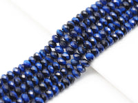 High Quality Royal Blue Faceted Rondelle Tiger Eye Beads, Sku#UA260