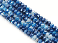 Mystic Natural Blue Banded Agate Rondelle Faceted Beads, Sku#UA264