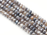 Mystic Natural Gray Banded Agate Rondelle Faceted Beads, Sku#UA266