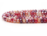 Mystic Natural Orange Red Banded Agate Rondelle Faceted Beads, SKu#UA269
