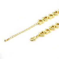 Clear CZ Gold Heart Link Chain Necklace,sku#LX232