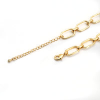 Clear CZ Gold Oval Link Chain Necklace,sku#LX233