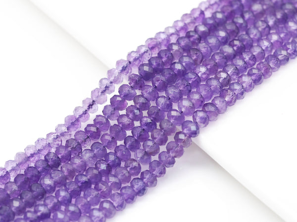 Genuine Quality Amethyst Rondelle Faceted Beads, Sku#UA275
