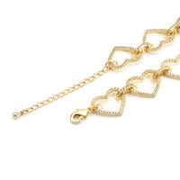 Clear CZ Gold Heart Link Chain Adjustable Necklace,sku#LX237