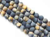 Matt Golden Blue Tiger Eye Round Smooth Beads, Sku#UA276