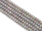 AB Mystic Natural Gray Agate Rondelle Faceted Beads, Sku#UA281