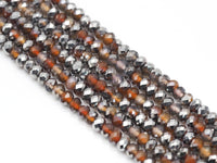 Half Silver-Plated Agate Rondelle faceted Beads, 4x6mm/5x8mm, Sku#UA282