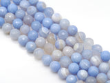 Quanlity Natural Blue Banded Agate Round Faceted Beads, Sku#UA285