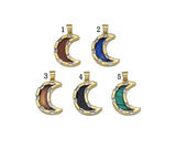 Gold CZ Gemstone Cresent Moon Charm, Sku#LX100