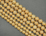 Yellow Quartz Round Smooth Beads, Sku#U1302