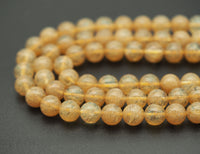 Yellow Quartz Round Smooth Beads, Sku#U1302