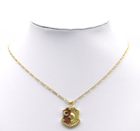 Gold CZ Moon Star Sun On Gemstone Shield Charm, Sku#LX99