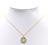 Gold CZ Smile Face On Round Pearl Charm, Sku#L712