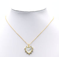 CZ Pave Mother of Pearl Spike Heart Charm, Sku#L713
