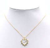 CZ Pave Mother of Pearl Spike Heart Charm, Sku#L713