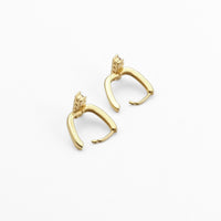 Gold CZ T bar Hoop Earrings, Sku#LK834