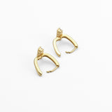 Gold CZ T bar Hoop Earrings, Sku#LK834