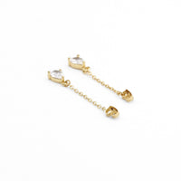 Teardrop CZ Gold Dangle Link for Stud earrings, Sku#LK832