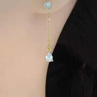 Teardrop CZ Gold Dangle Link for Stud earrings, Sku#LK832