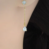 Teardrop CZ Gold Dangle Link for Stud earrings, Sku#LK832