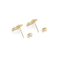 CZ Gold Two Square Geometry Stud Earrings, Sku#LK835