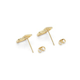 CZ Gold Two Square Geometry Stud Earrings, Sku#LK835