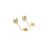 Dainty Round Diamond CZ Gold Stud Earrings, Sku#LK836