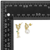 CZ Panda Pearl Gold Stud Earrings, Sku#LK837