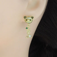 CZ Panda Pearl Gold Stud Earrings, Sku#LK837