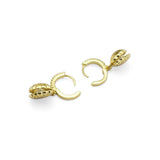 Clear CZ Gold Shell Pearl Huggie Earrings, Sku#LK838