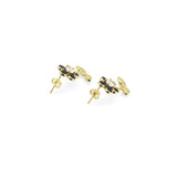 Colorful Enamel CZ Gold Flower Stud Earrings, Sku#LK839