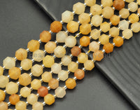 Double Point Yellow Jade Beads, Sku#U1305